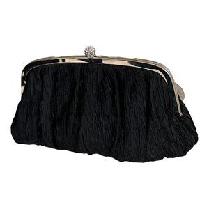 Vintage Neiman Marcus Black Crepe Fabric Evening Bag, Clutch Bap, Purse